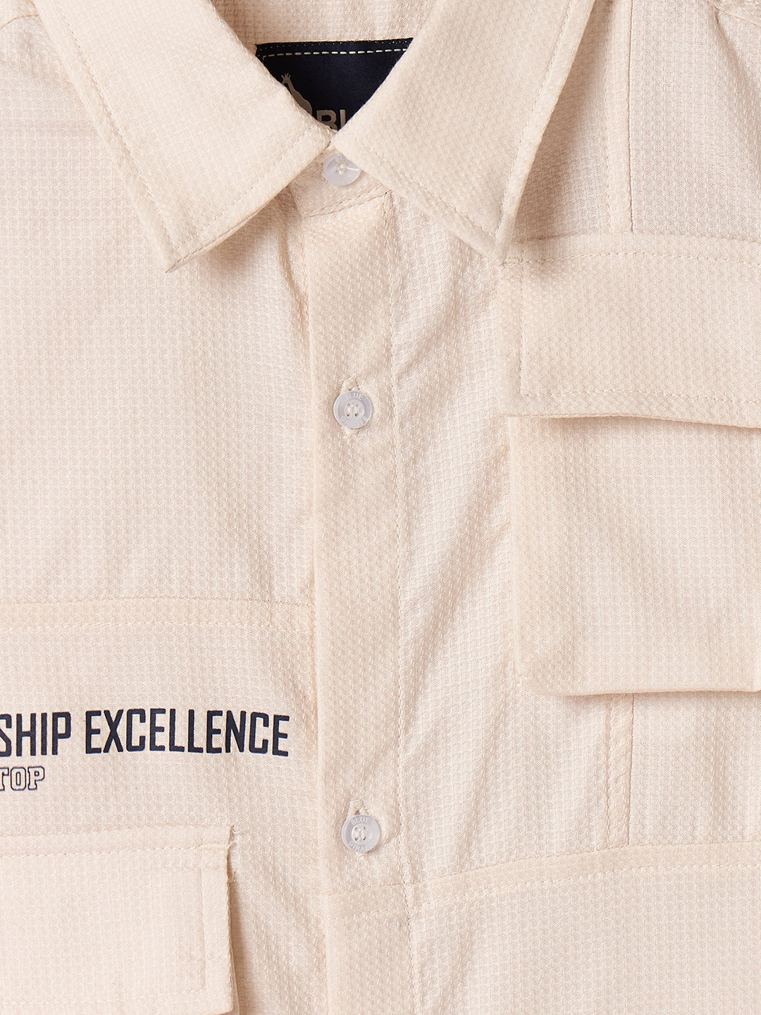 Blue Giraffe Boys White Graphic Collar Shirt