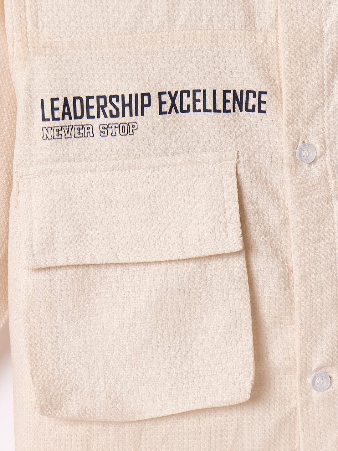 Blue Giraffe Boys White Graphic Collar Shirt