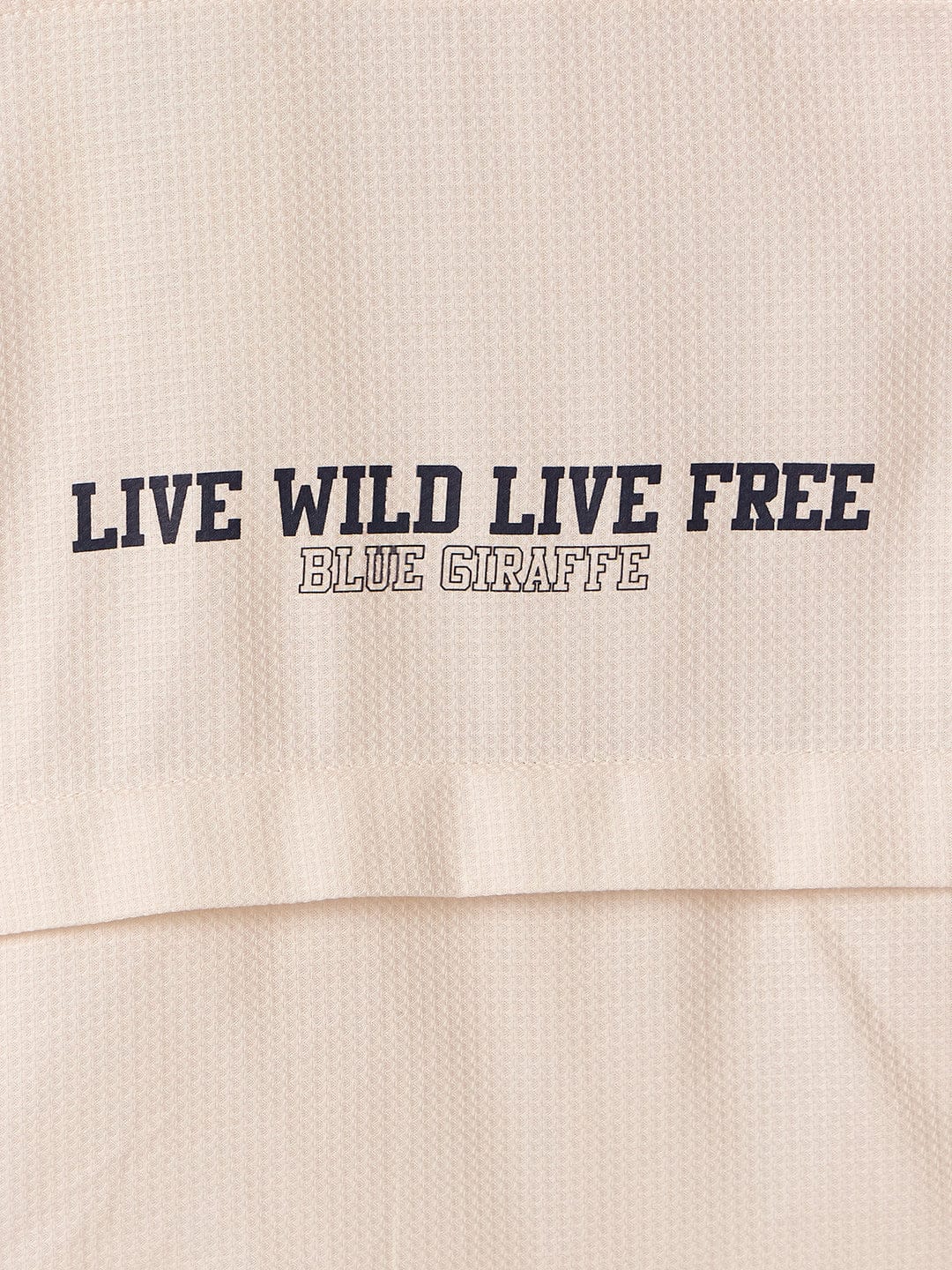 Blue Giraffe Boys White Graphic Collar Shirt