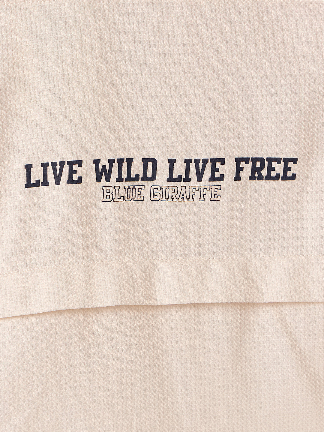 Blue Giraffe Boys White Graphic Collar Shirt