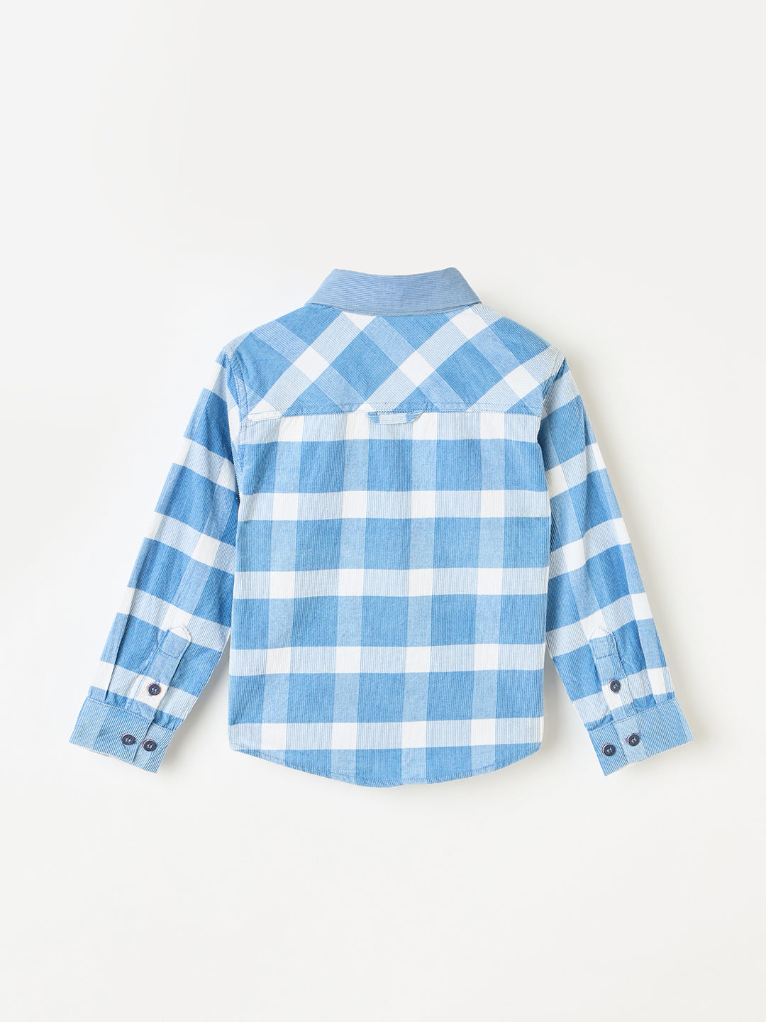 Blue Giraffe Boys White Checks Collar Shirt