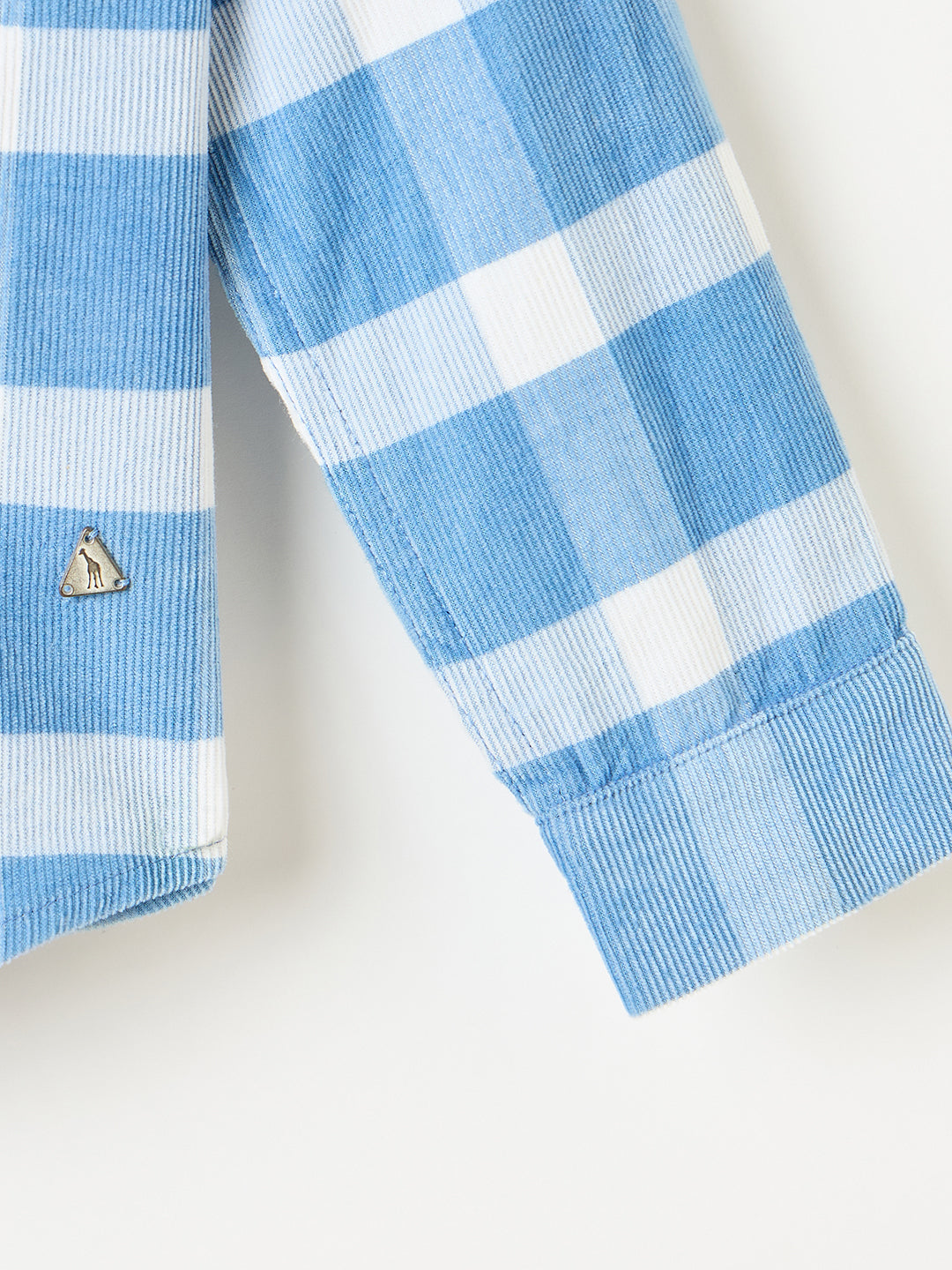 Blue Giraffe Boys White Checks Collar Shirt