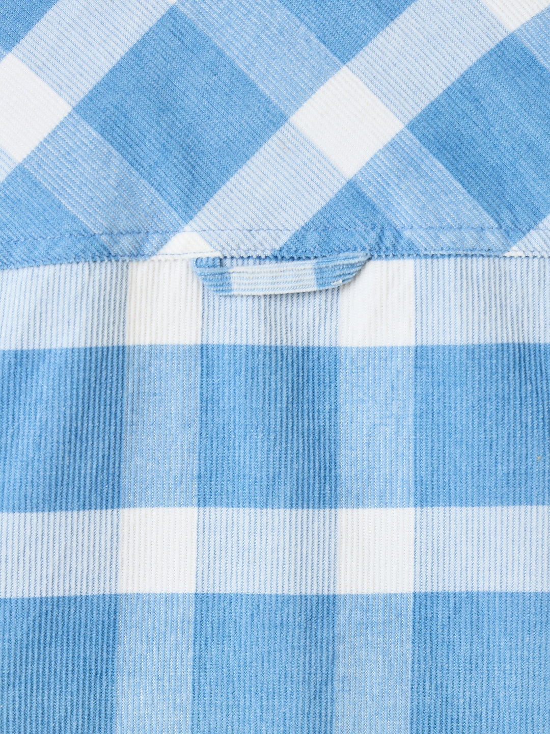 Blue Giraffe Boys White Checks Collar Shirt