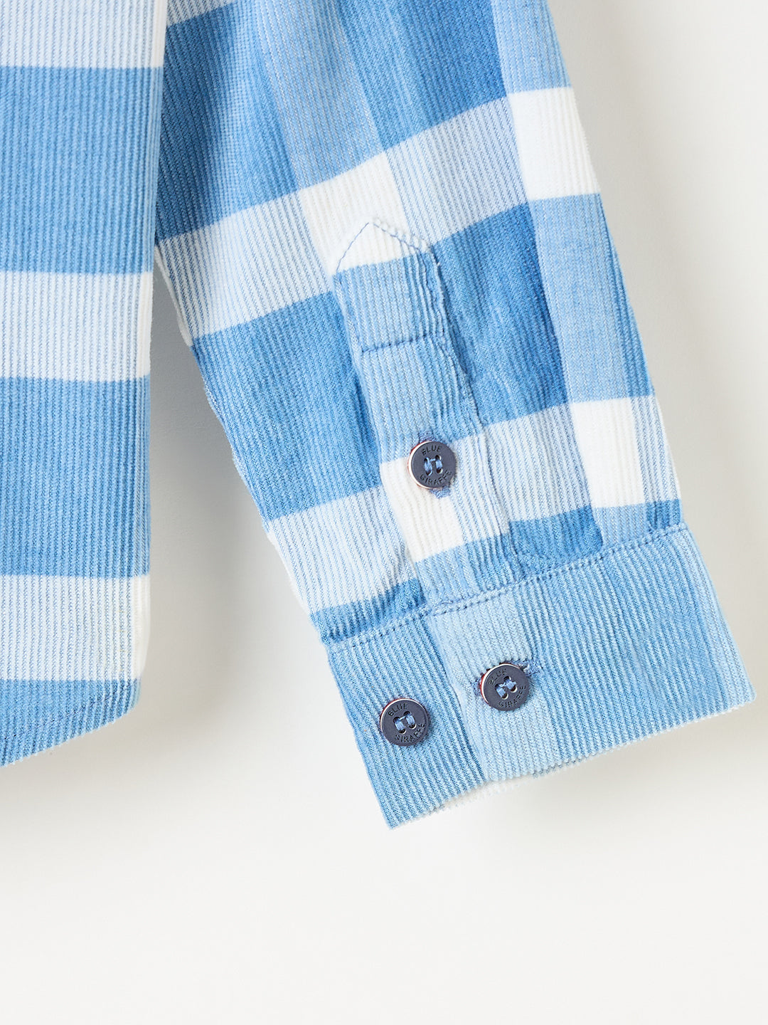 Blue Giraffe Boys White Checks Collar Shirt
