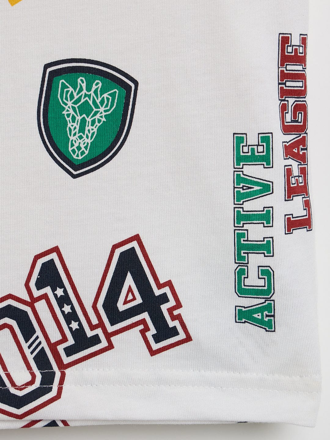 Blue Giraffe Boys White Graphic Crew Neck Tshirt