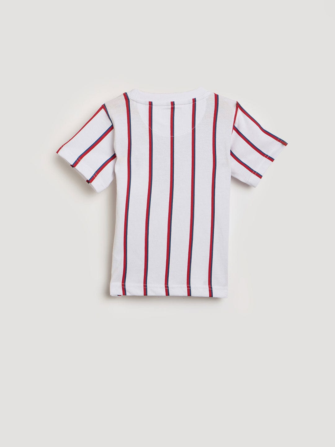 Blue Giraffe Boys White Striped Crew Neck Tshirt