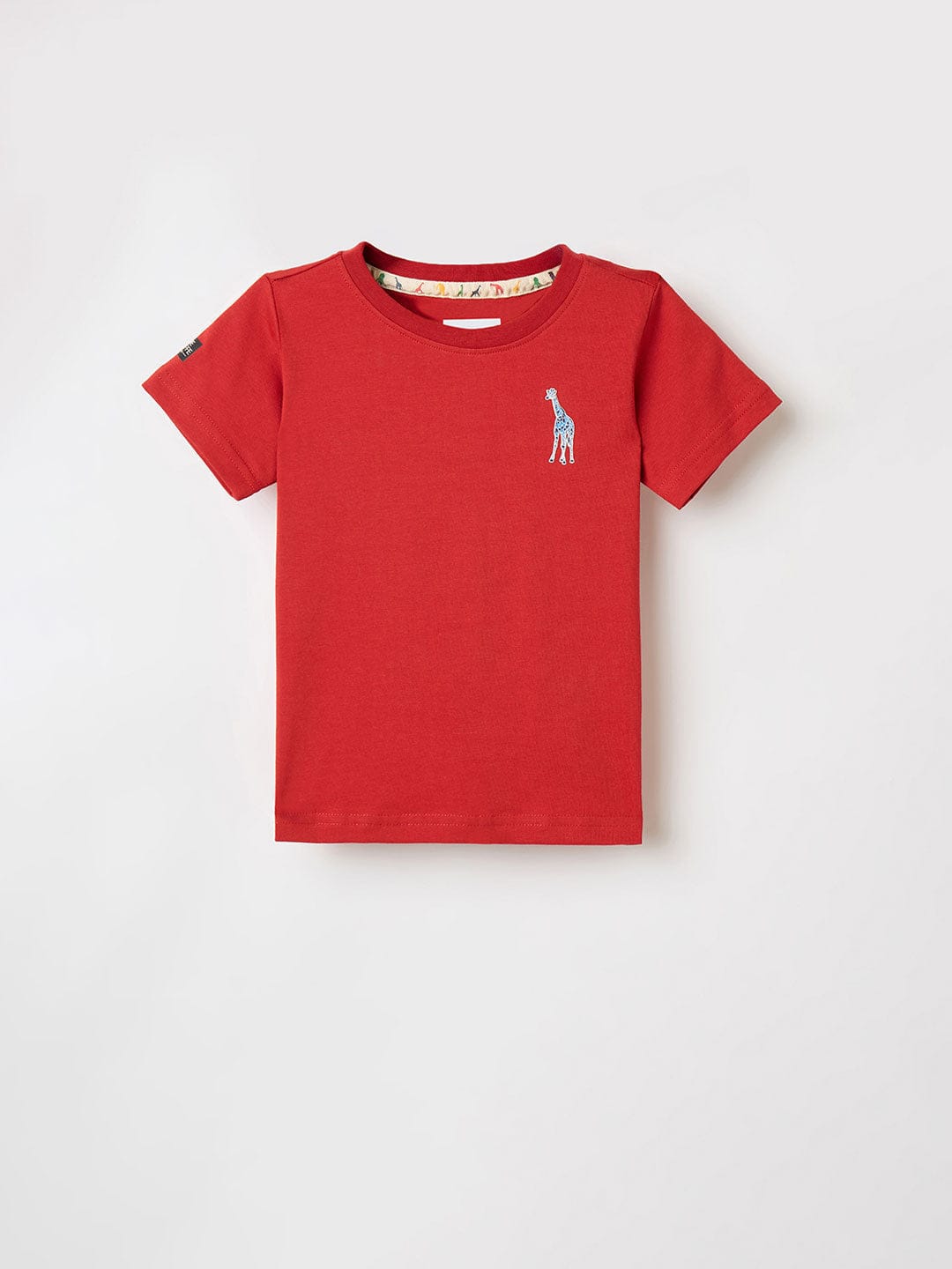 Blue Giraffe Boys White Solid Crew Neck Tshirt