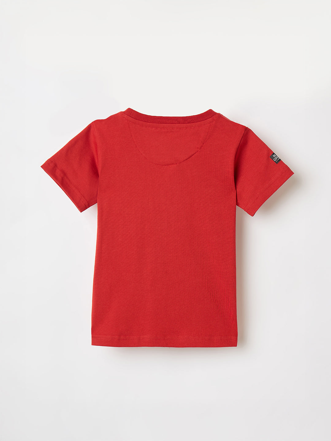 Blue Giraffe Boys White Solid Crew Neck Tshirt