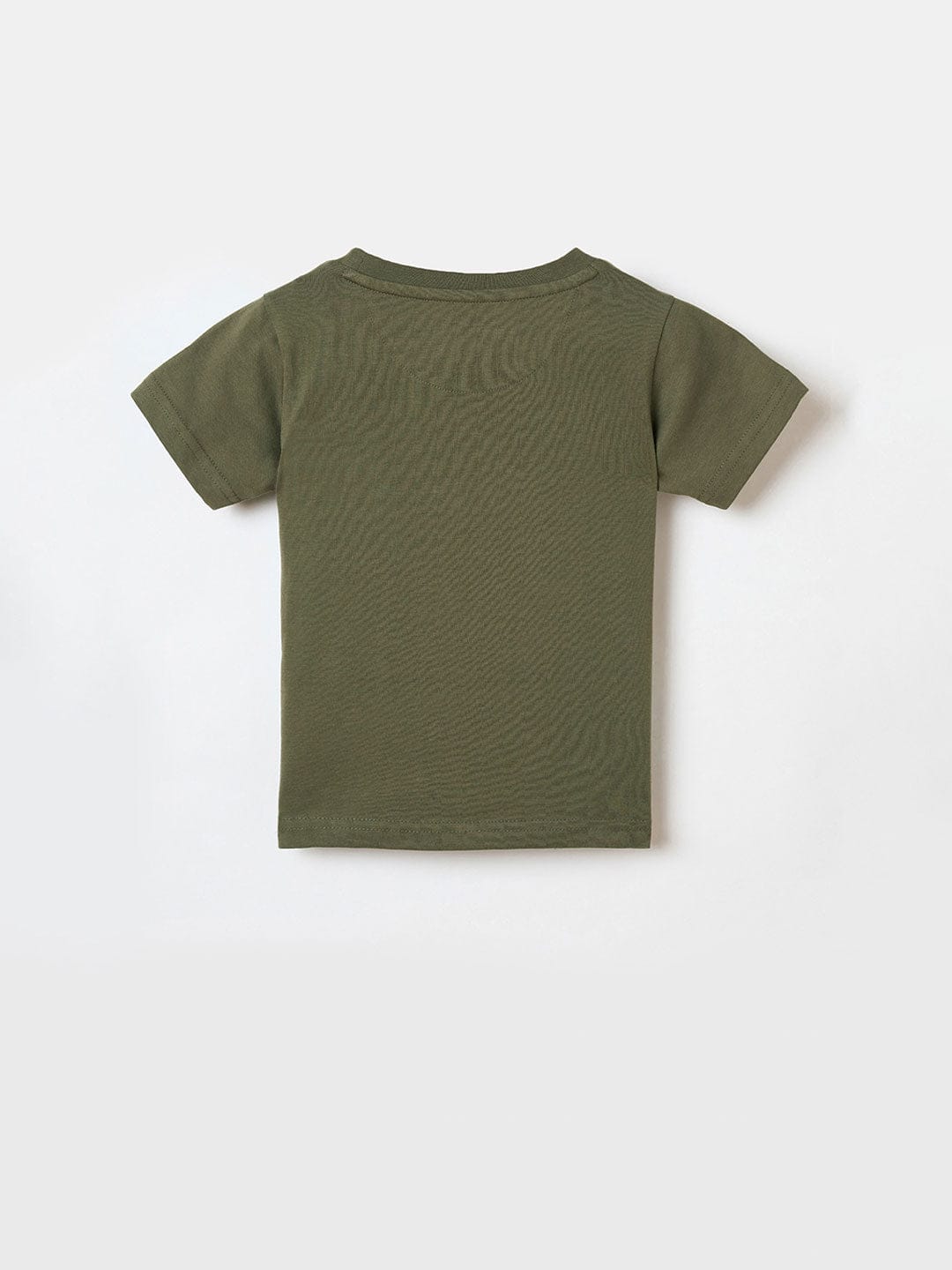 Blue Giraffe Boys Green Solid Crew Neck Tshirt