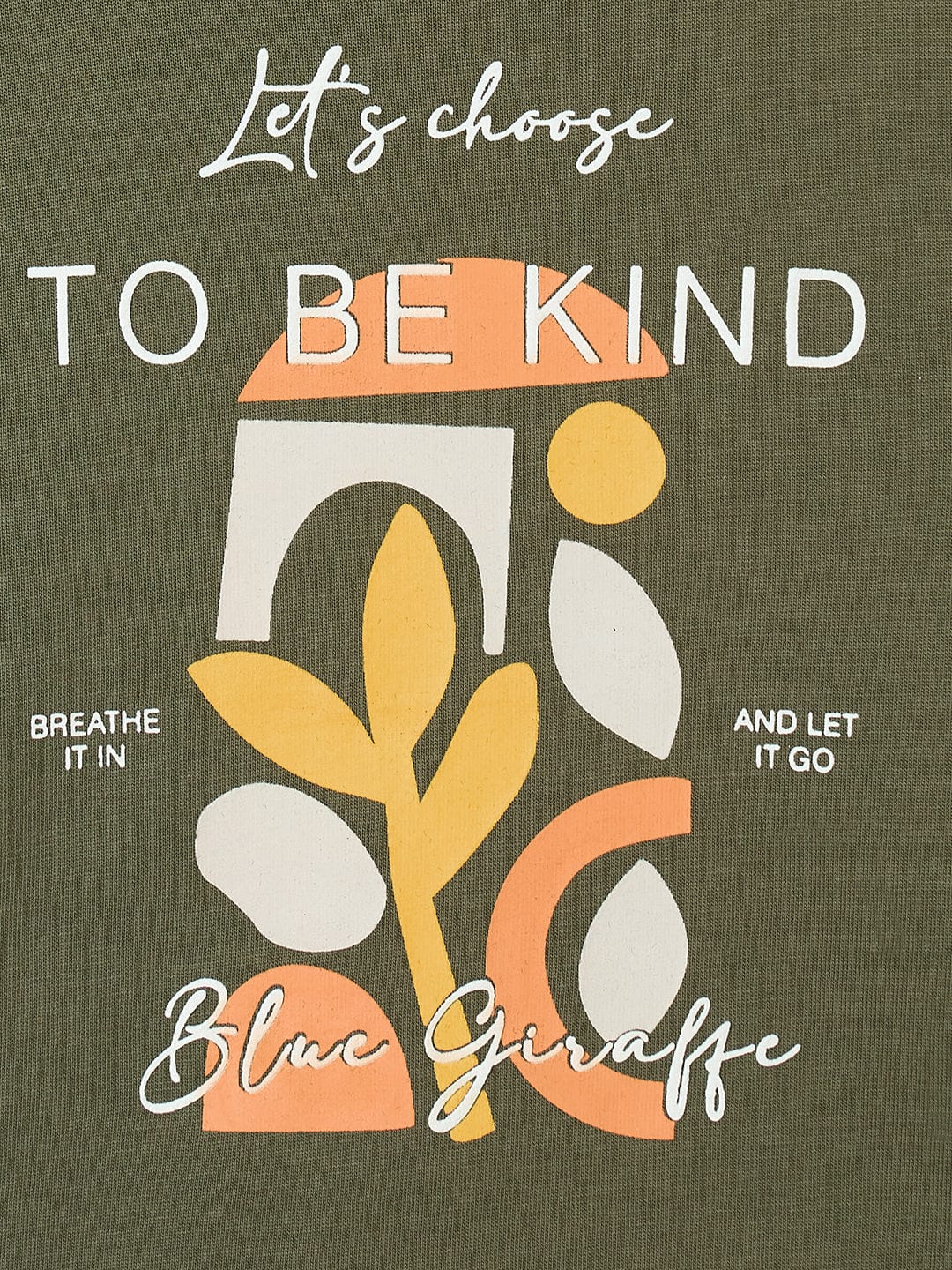 Blue Giraffe Boys Green Solid Crew Neck Tshirt