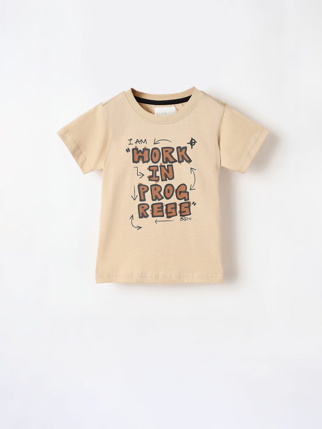 Blue Giraffe Boys Green Solid Crew Neck Tshirt