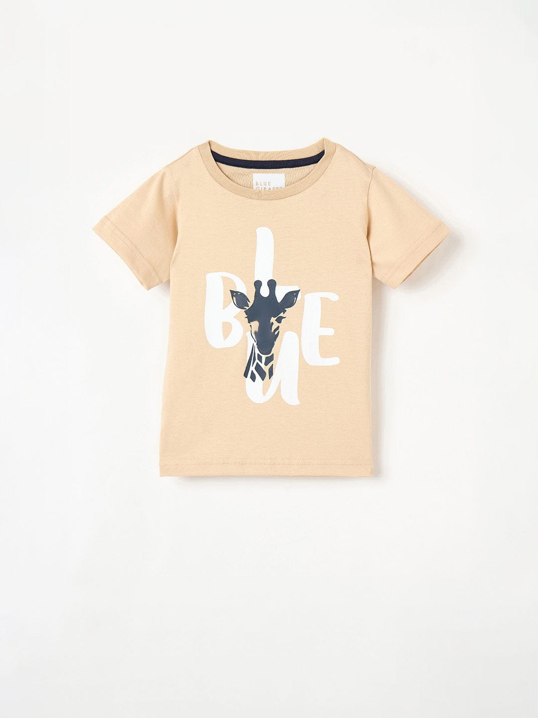 Blue Giraffe Boys Green Solid Crew Neck Tshirt