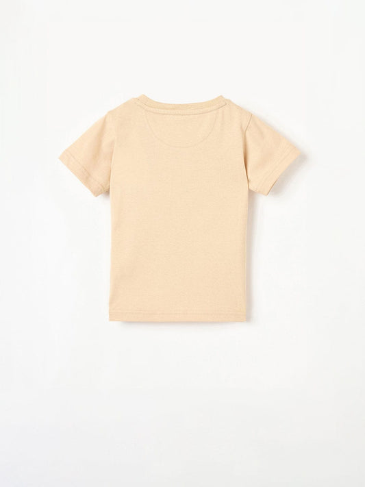 Blue Giraffe Boys Green Solid Crew Neck Tshirt