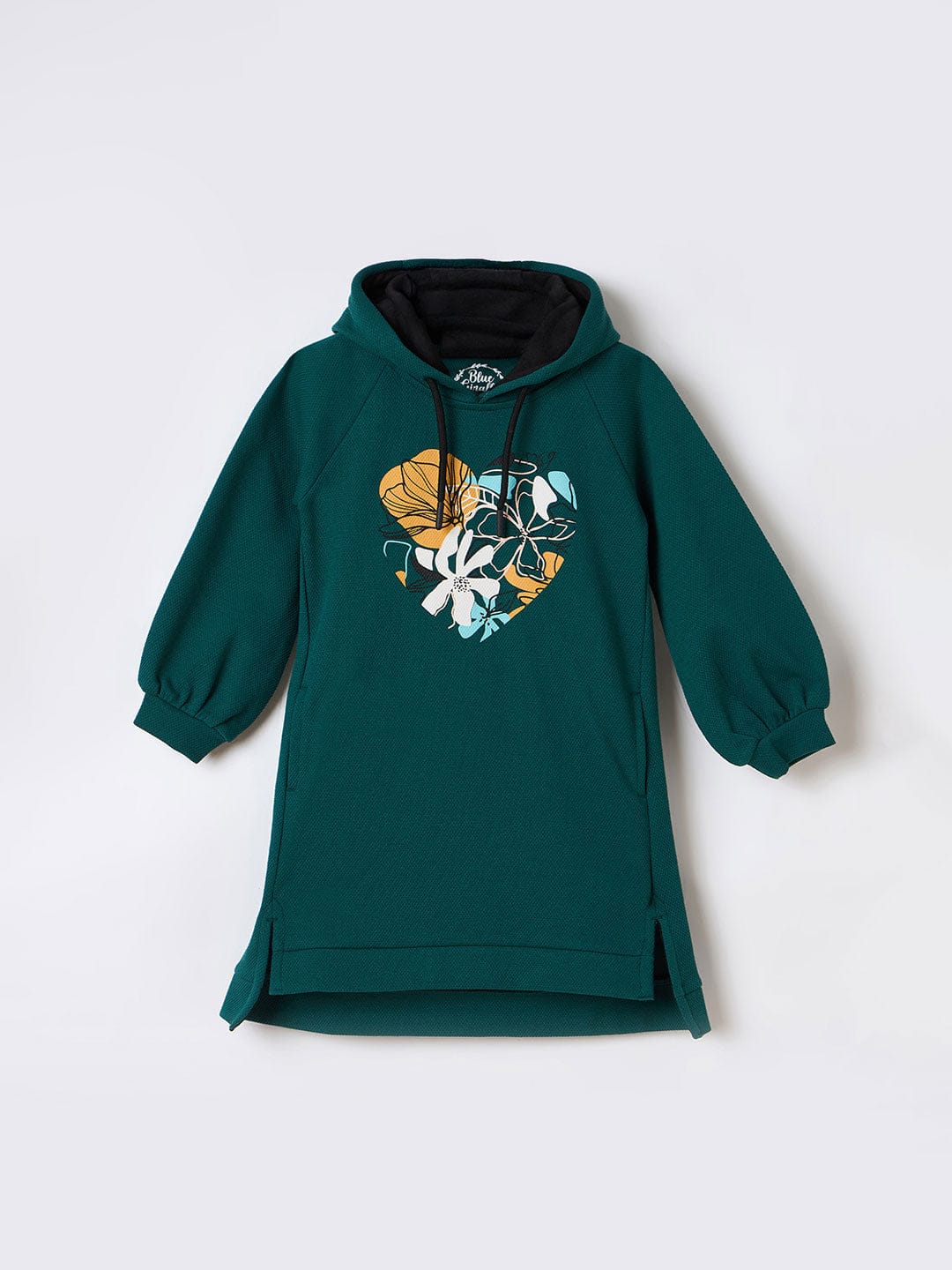 Blue Giraffe Girls Green Graphic Round Neck Dress