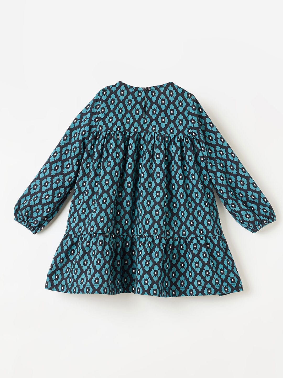 Blue Giraffe Girls Green Printed Round Neck Dress