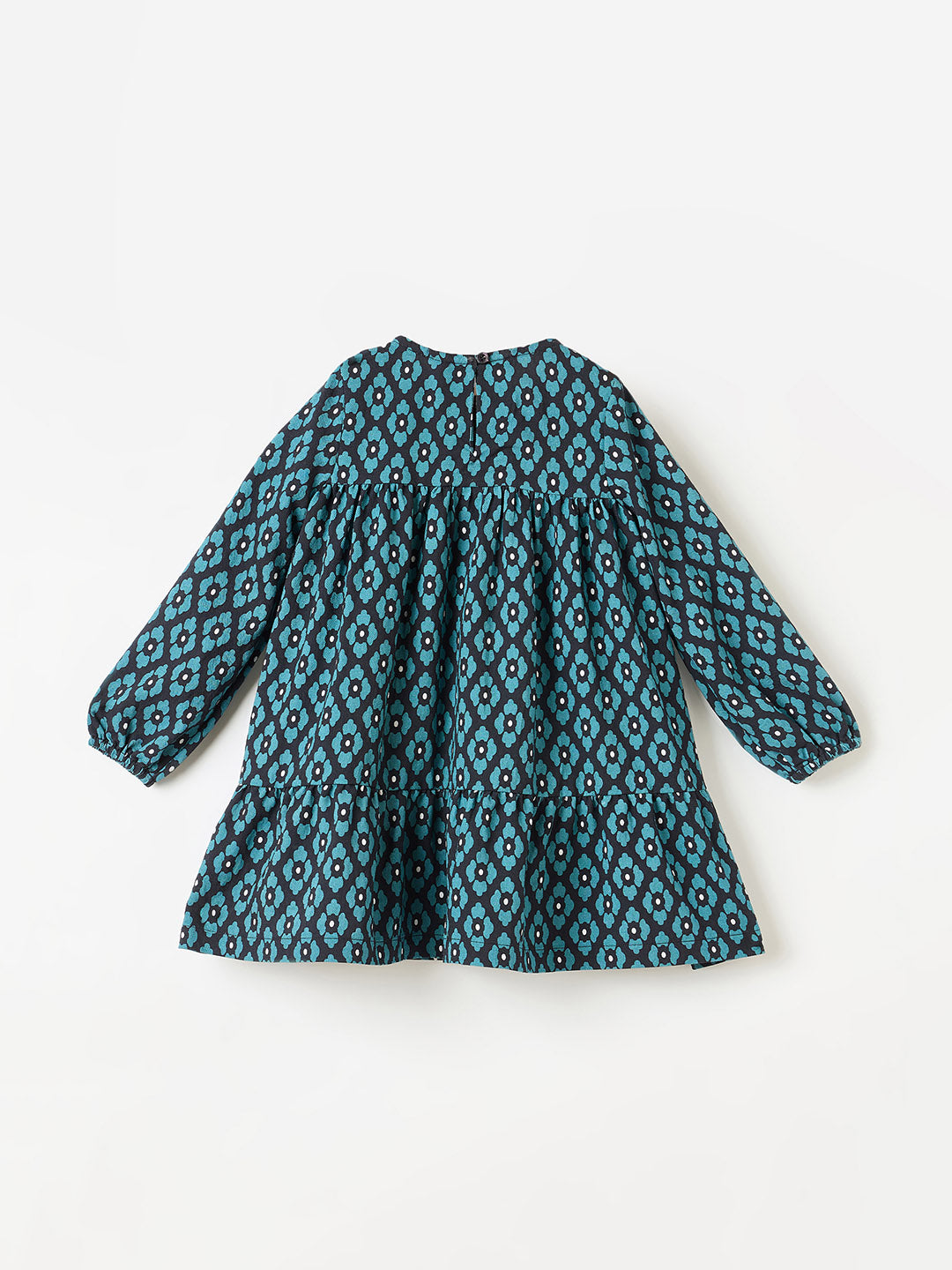 Blue Giraffe Girls Green Printed Round Neck Dress