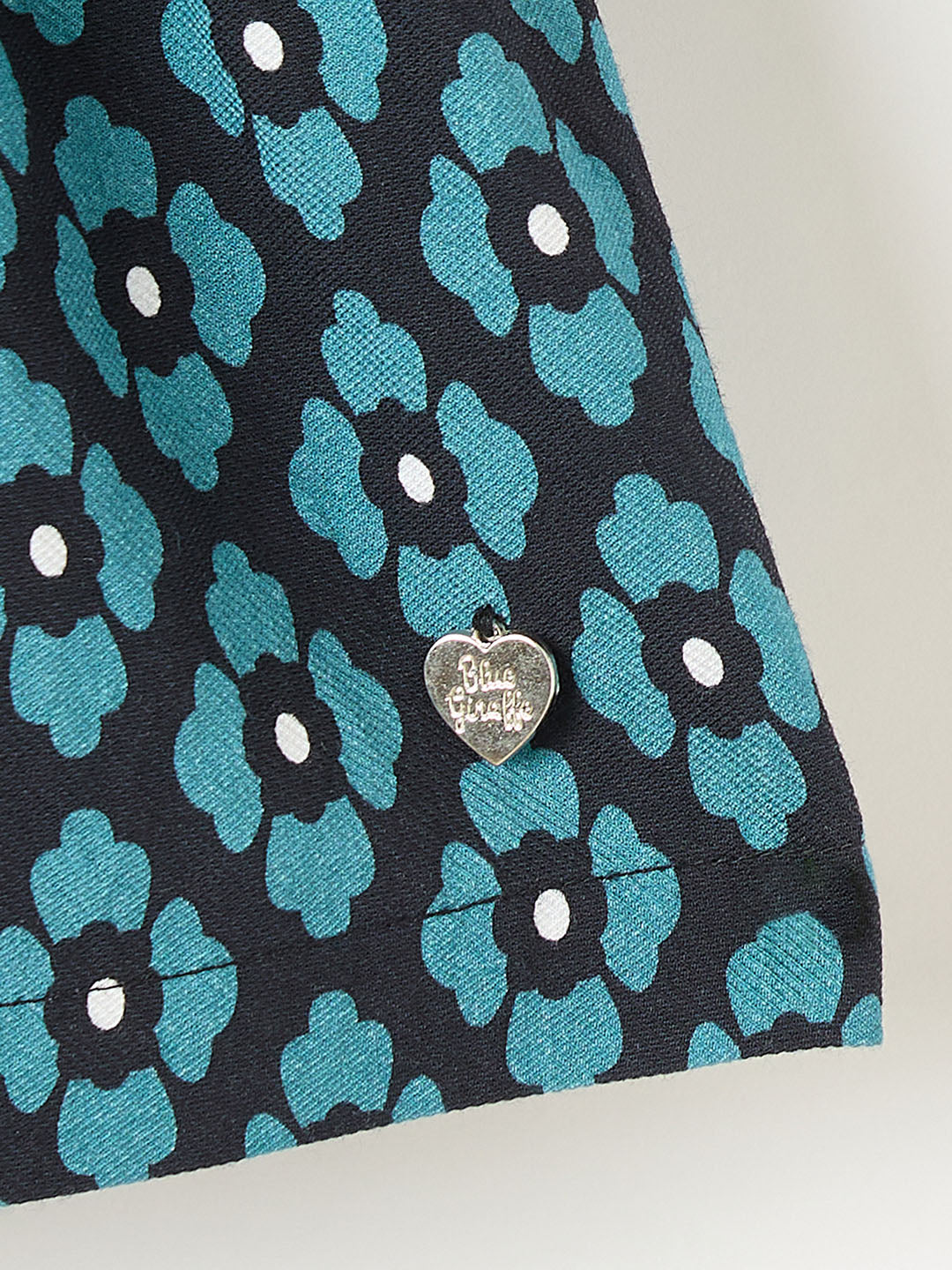 Blue Giraffe Girls Green Printed Round Neck Dress