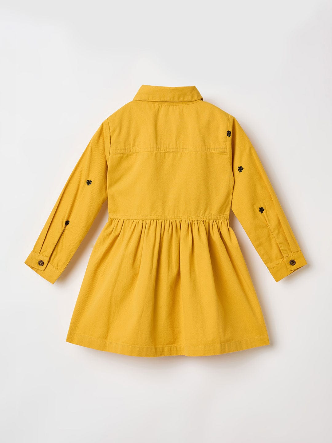 Blue Giraffe Girls Black Embroidered Round Neck Dress