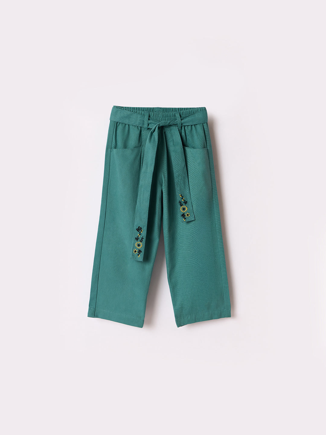 Blue Giraffe Girls Blue Slim Fit Solid Trouser