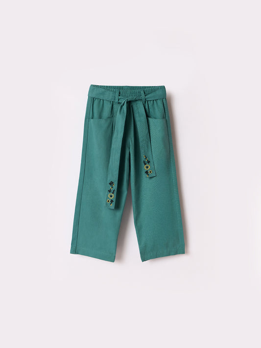 Blue Giraffe Girls Blue Slim Fit Solid Trouser