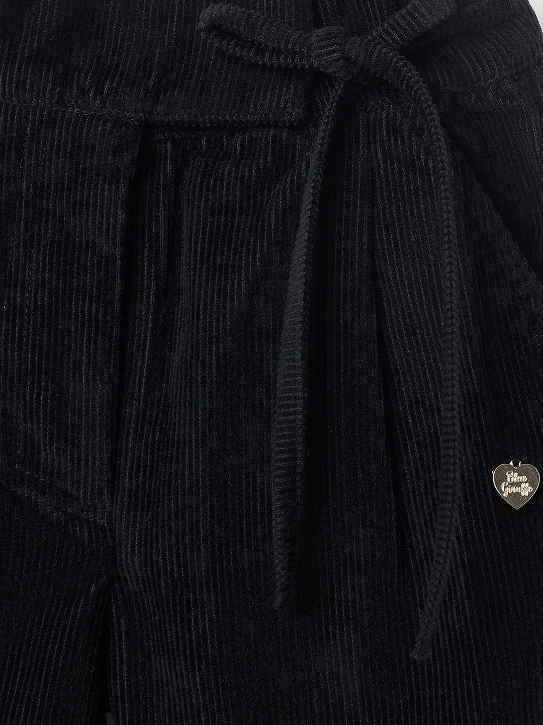 Blue Giraffe Girls Blue Regular Fit Solid Trouser