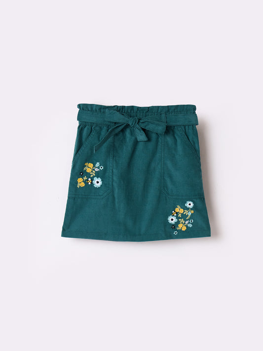 Blue Giraffe Girls Blue Regular Fit Solid Skirt