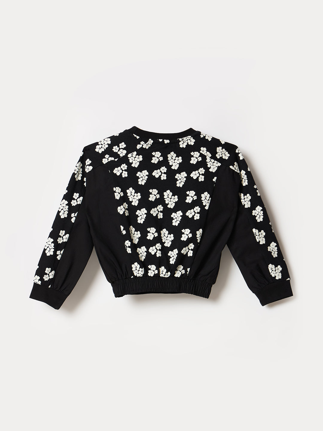 Blue Giraffe Girls Black Printed Crew Neck Top
