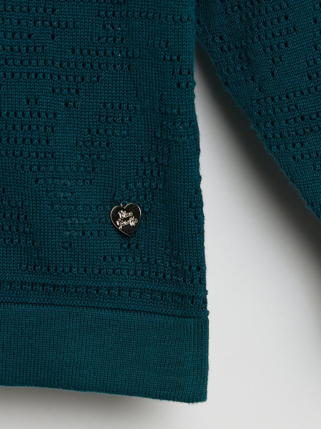 Blue Giraffe Girls Blue Knitted Crew Neck Tshirt