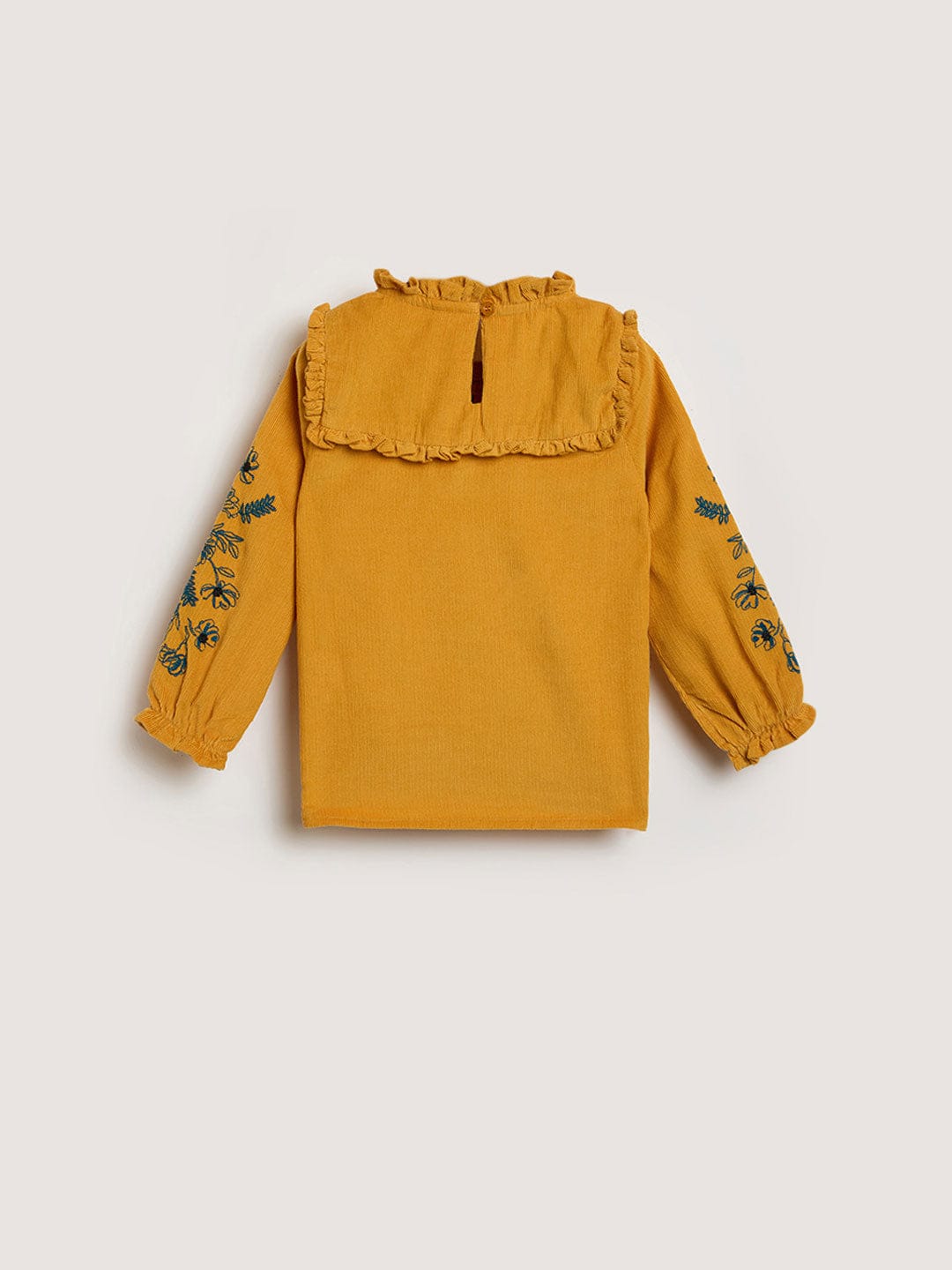 Blue Giraffe Girls Yellow Solid Round Neck Top