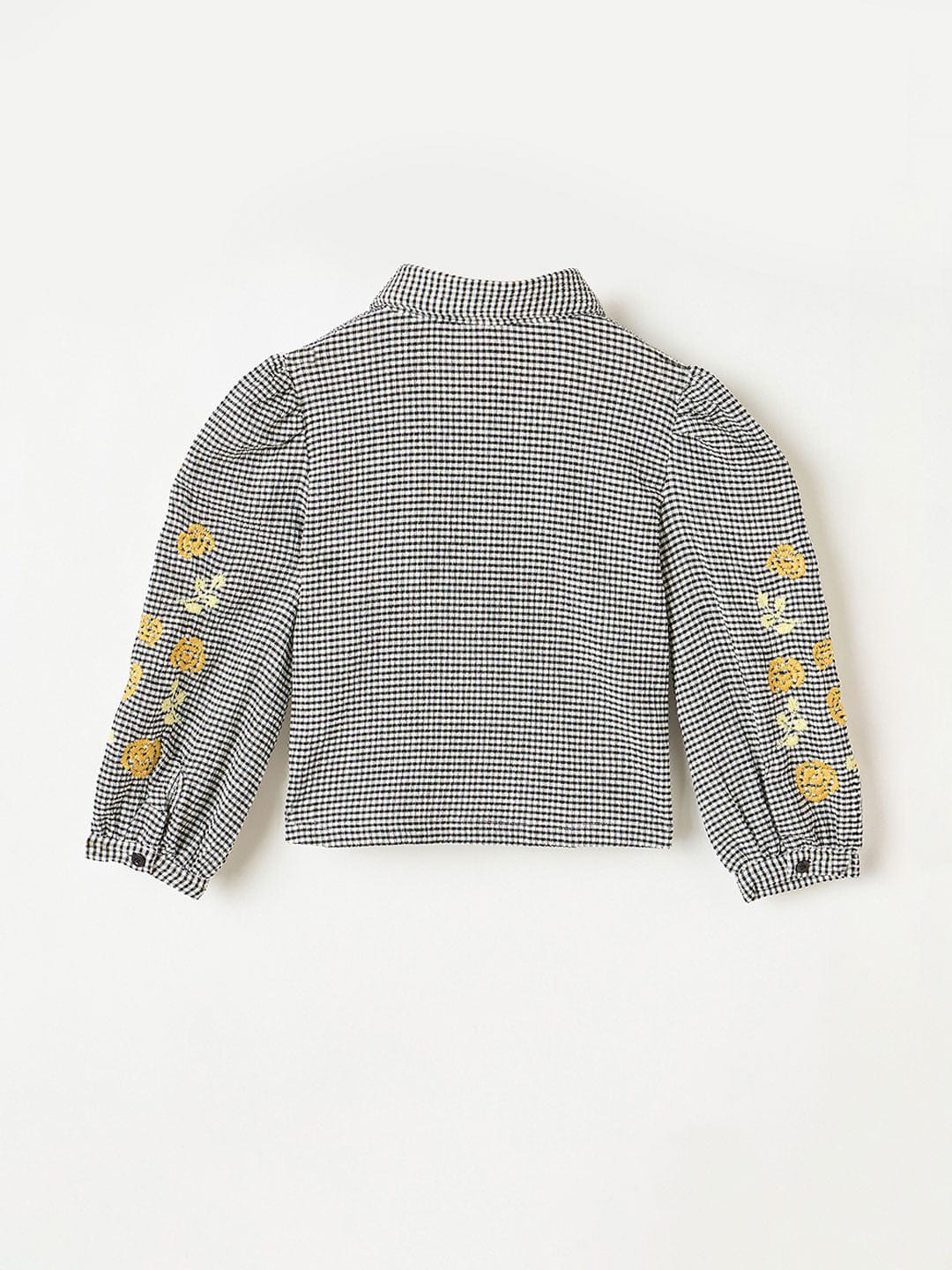 Blue Giraffe Girls Yellow Embroidered Round Neck Top