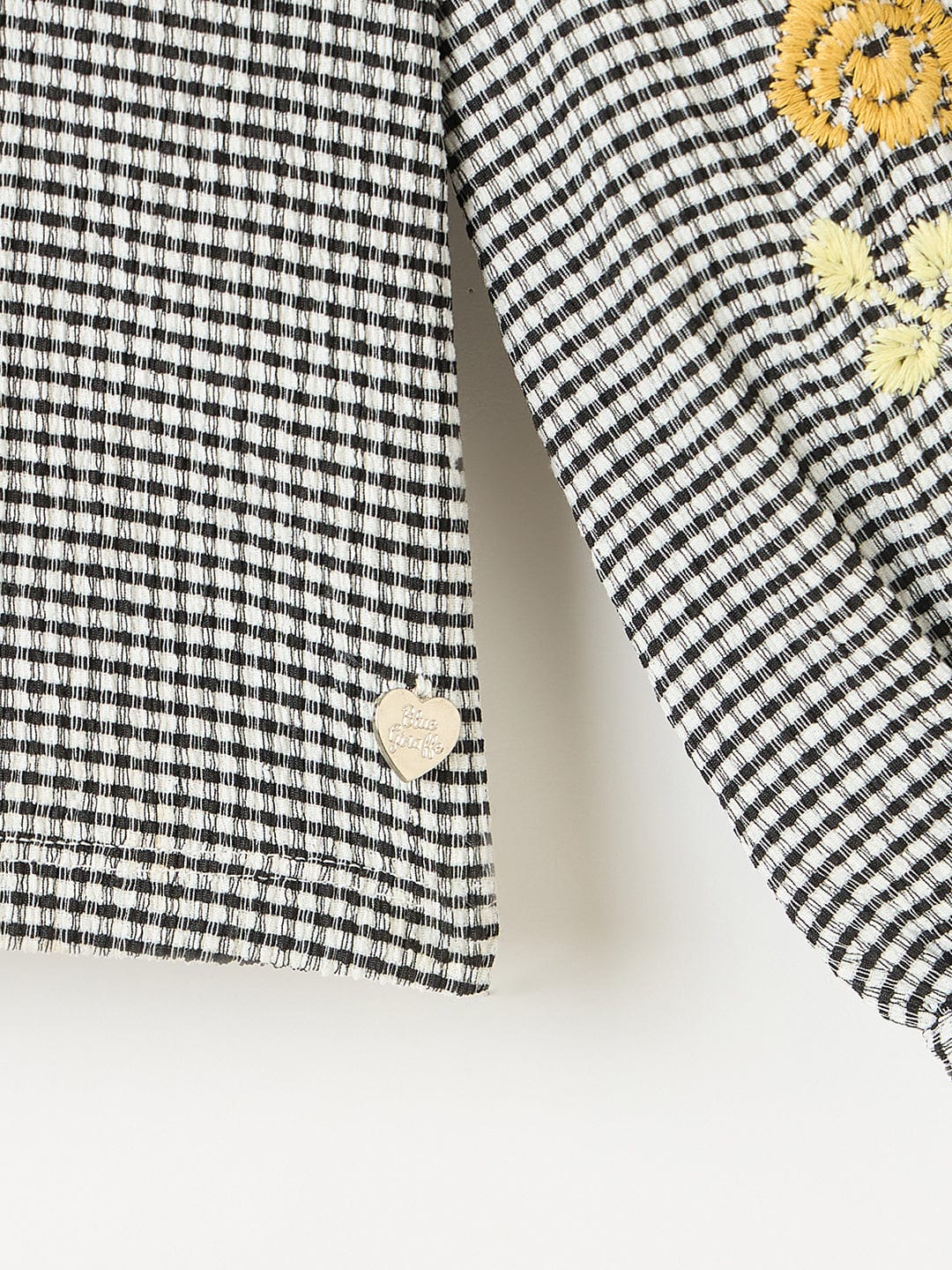 Blue Giraffe Girls Yellow Embroidered Round Neck Top