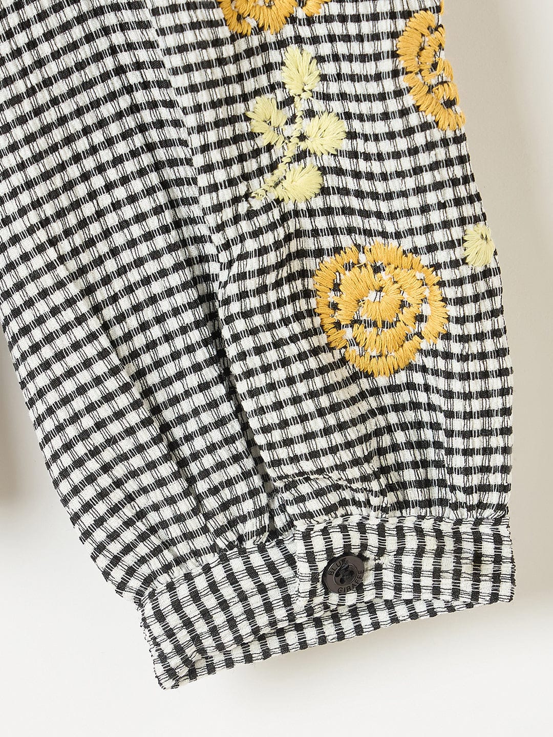 Blue Giraffe Girls Yellow Embroidered Round Neck Top