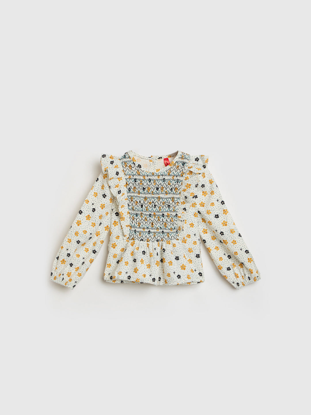 Blue Giraffe Girls Multicolor Printed Round Neck Top