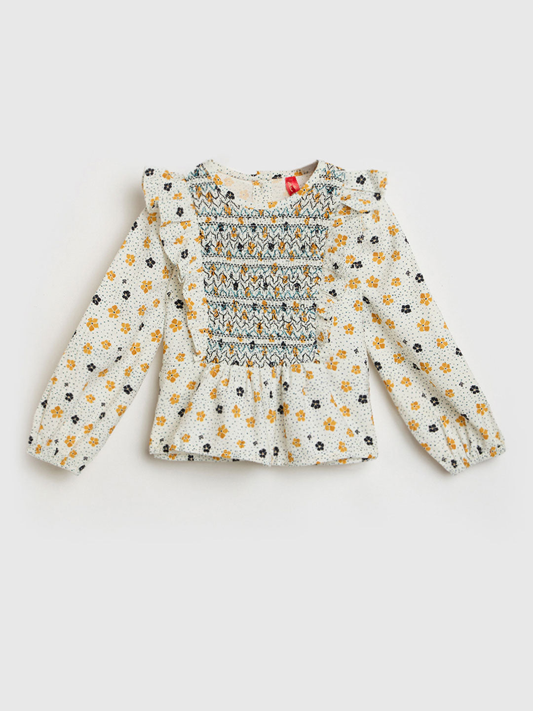 Blue Giraffe Girls Multicolor Printed Round Neck Top