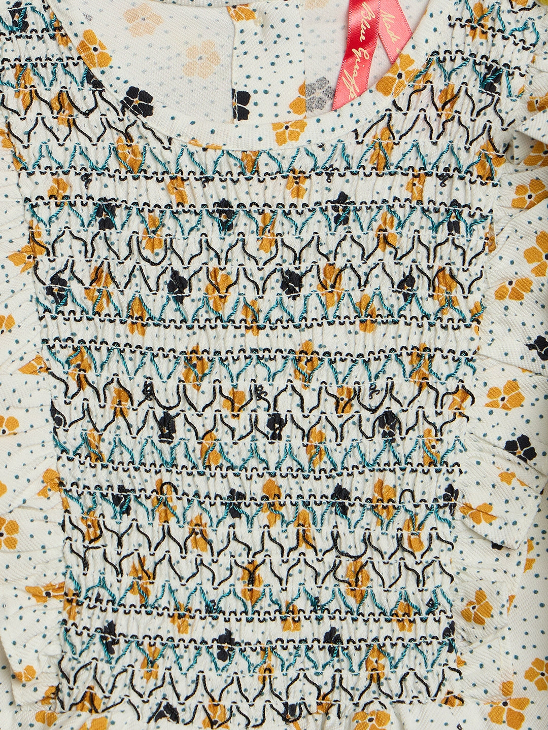 Blue Giraffe Girls Multicolor Printed Round Neck Top