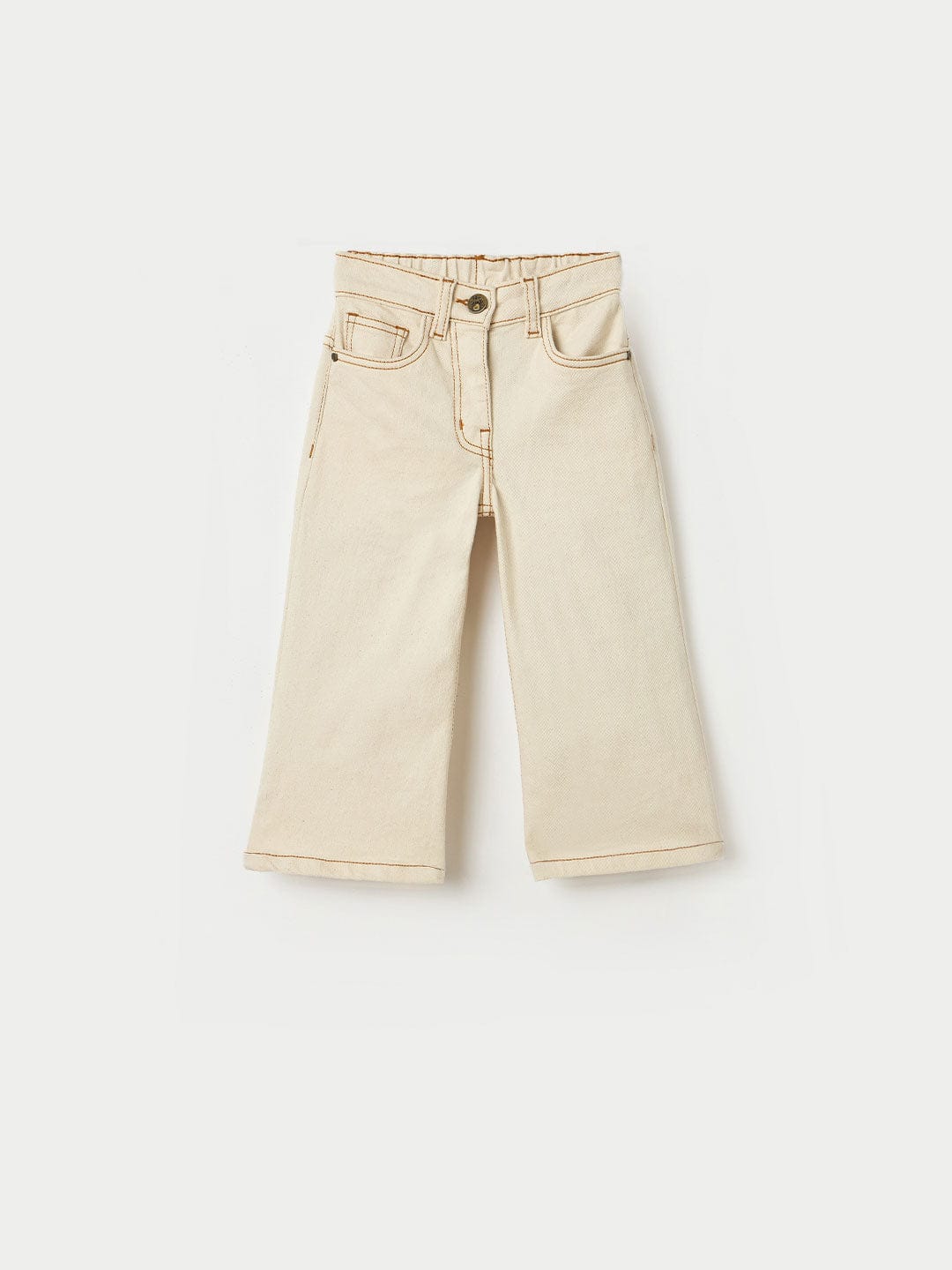 Blue Giraffe Girls White Boxy Fit Solid Jeans