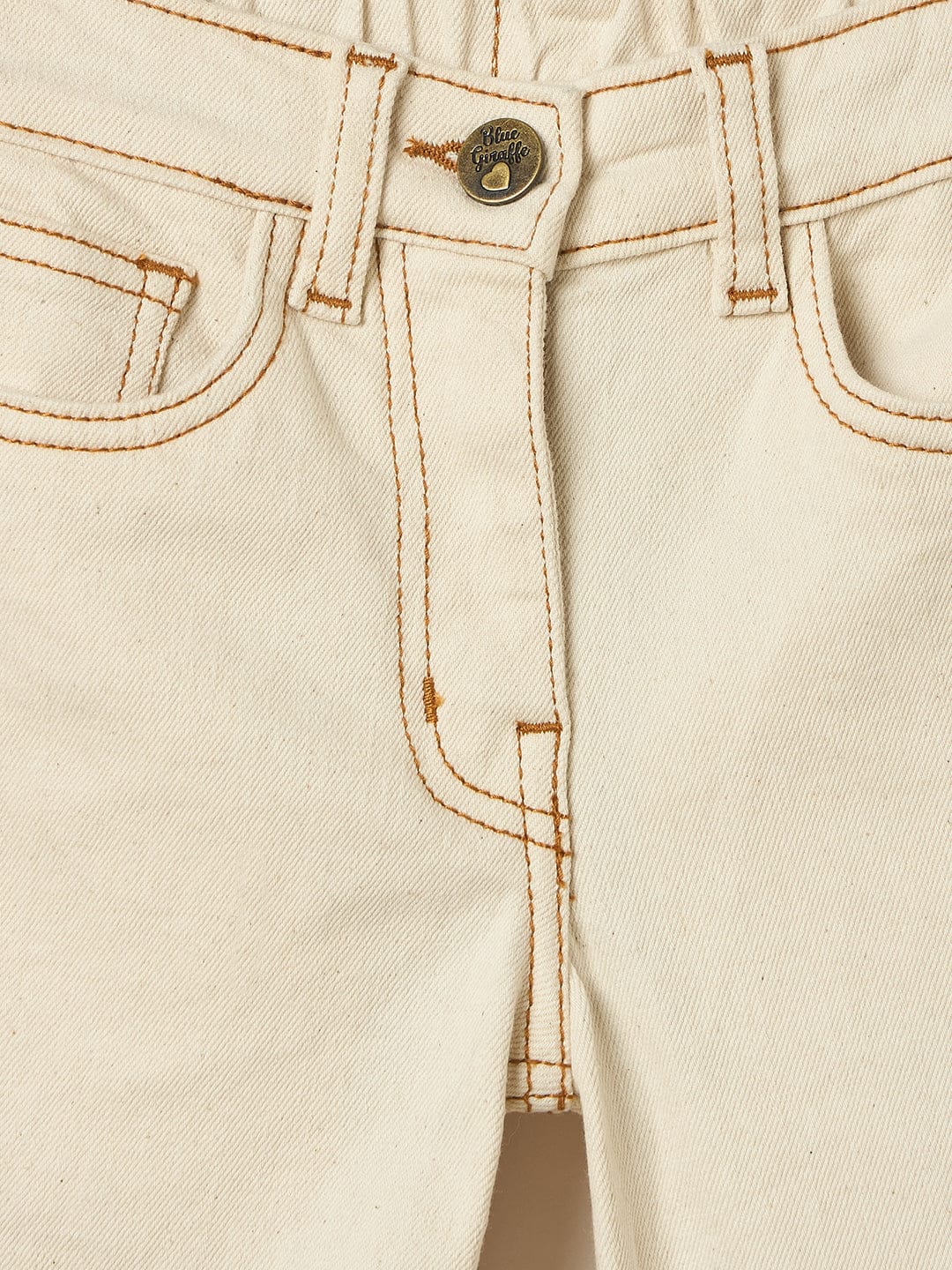 Blue Giraffe Girls White Boxy Fit Solid Jeans