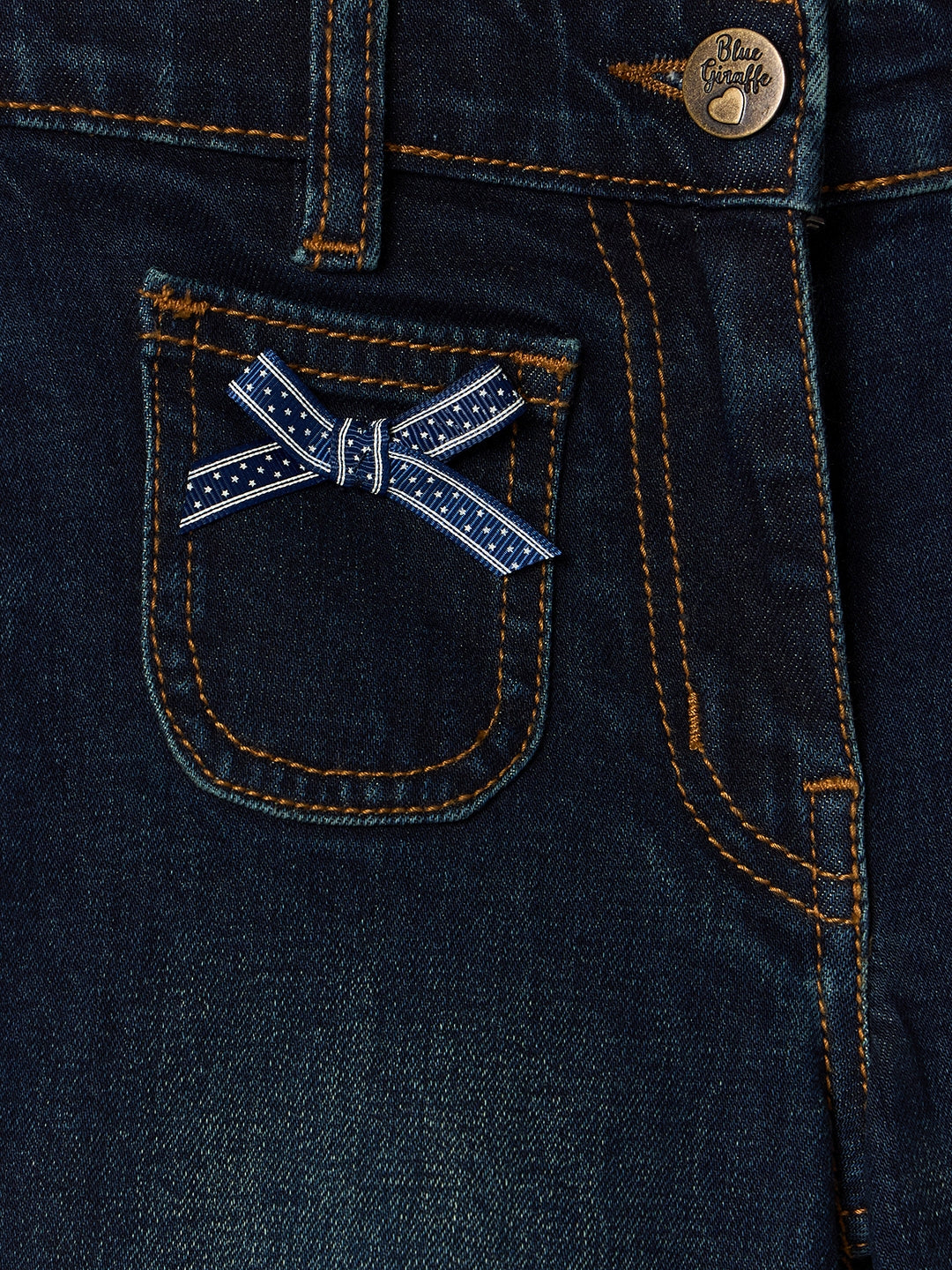 Blue Giraffe Girls Blue Boxy Fit Solid Jeans