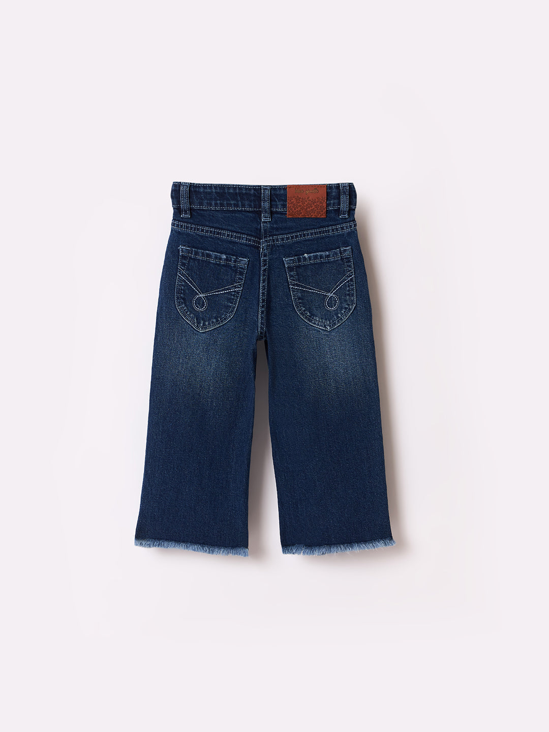 Blue Giraffe Girls Blue Boxy Fit Graphic Jeans