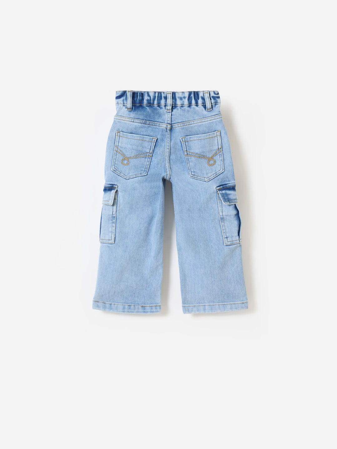 Blue Giraffe Girls Blue Boxy Fit Solid Jeans