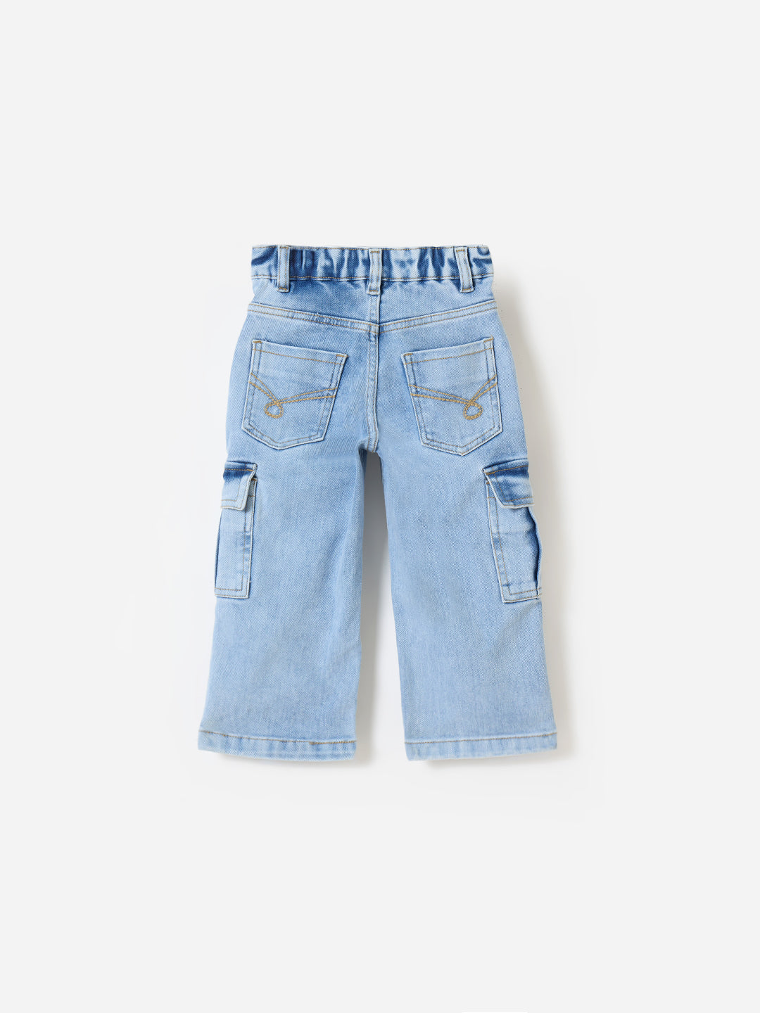Blue Giraffe Girls Blue Boxy Fit Solid Jeans