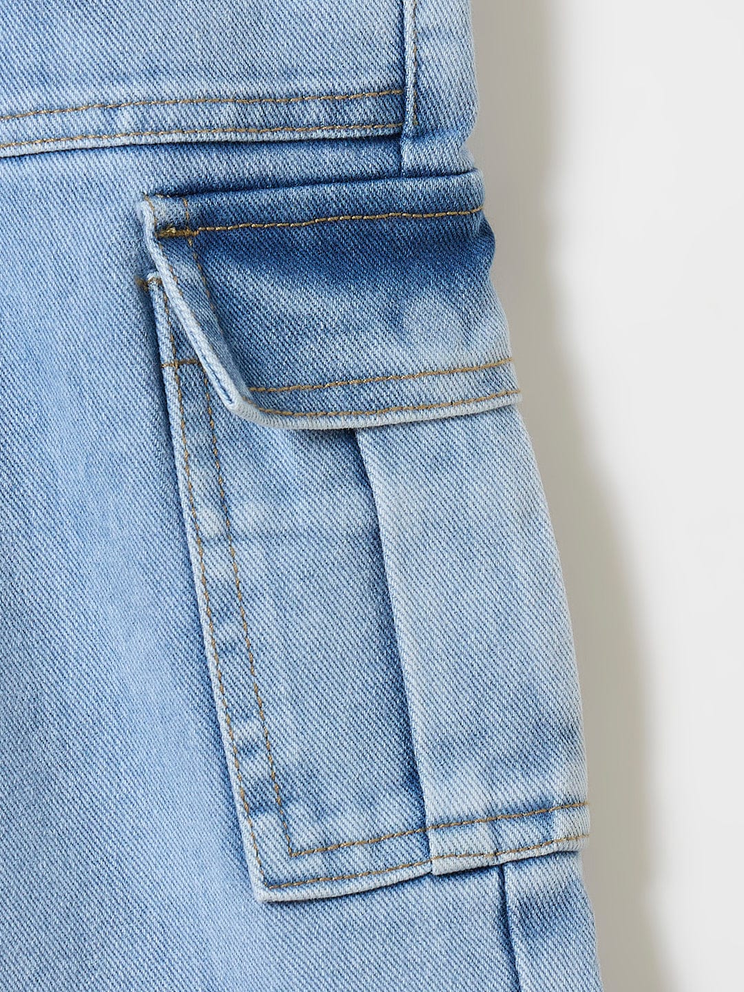 Blue Giraffe Girls Blue Boxy Fit Solid Jeans