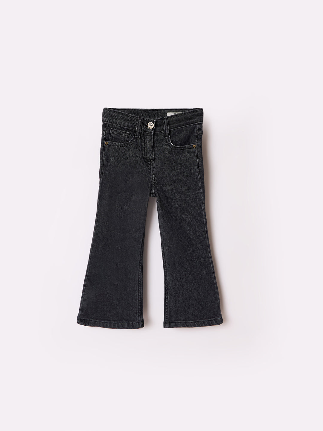 Blue Giraffe Girls Black Bootcut Solid Jeans