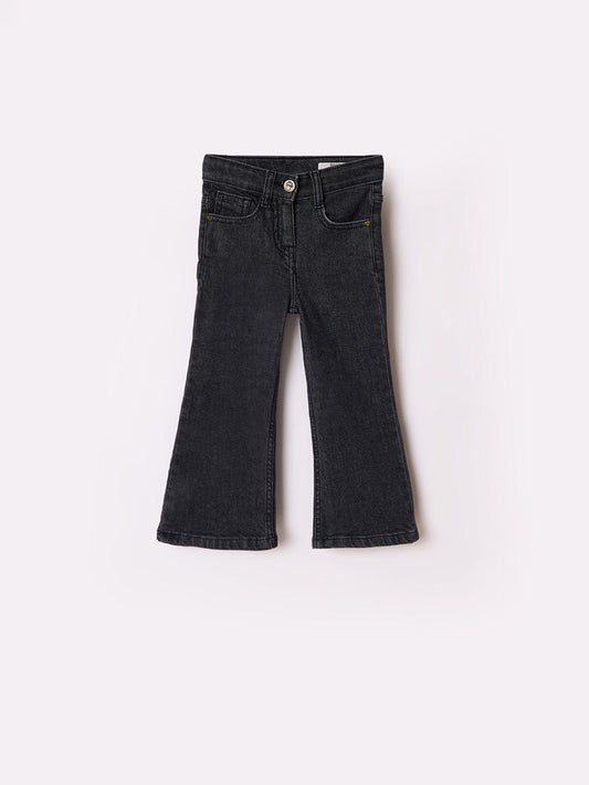 Blue Giraffe Girls Black Bootcut Solid Jeans