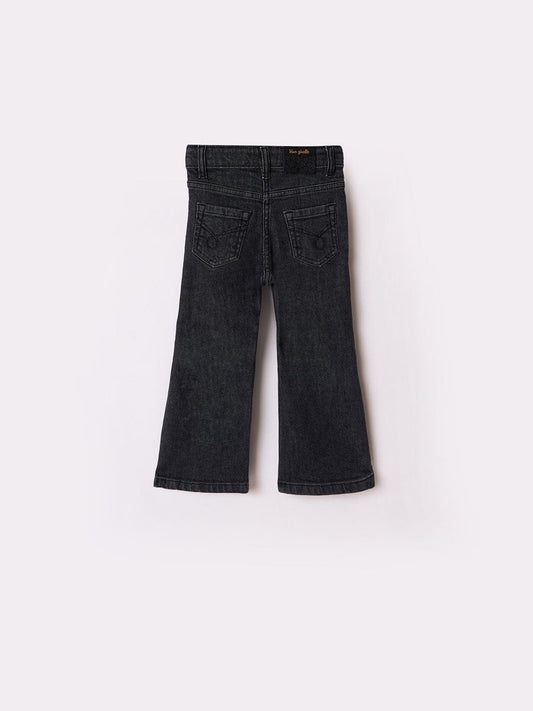 Blue Giraffe Girls Black Bootcut Solid Jeans
