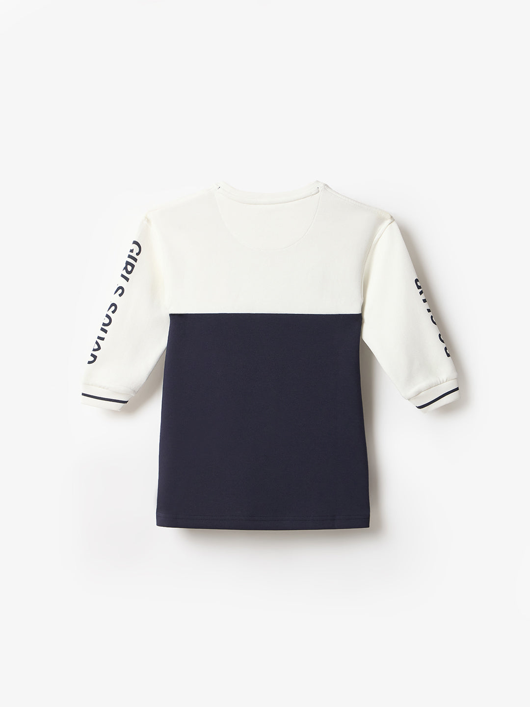 Blue Giraffe Girls Multi Coloublocked Raised Neck Dress