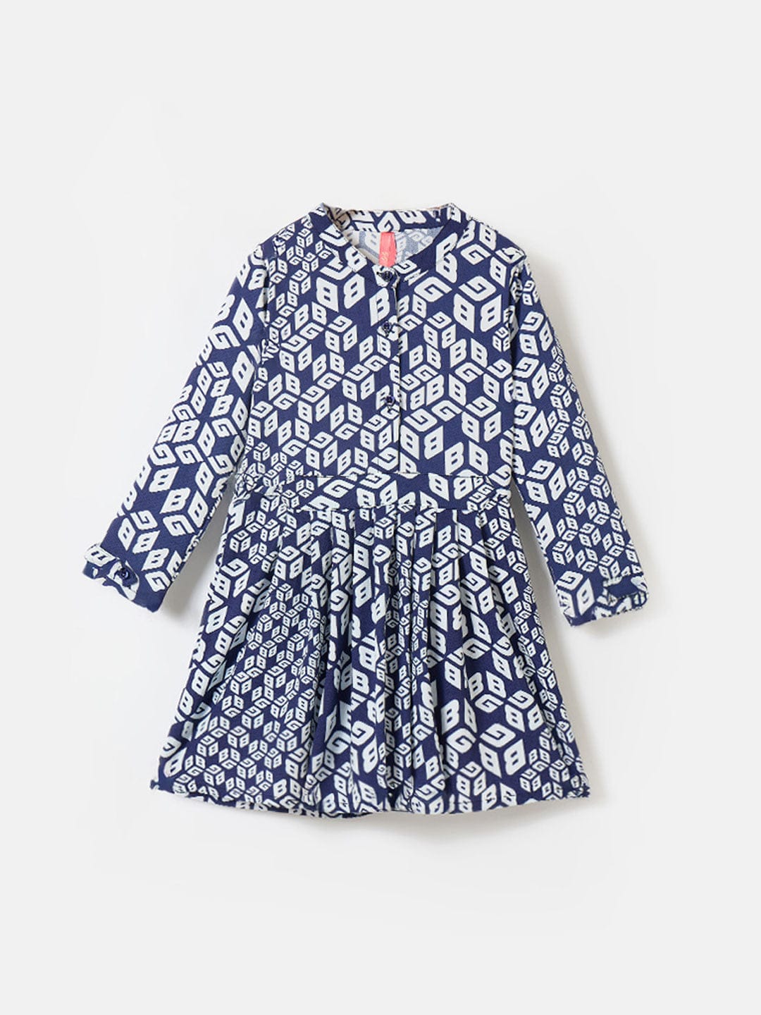 Blue Giraffe Girls Multi Printed Band Collar Dress
