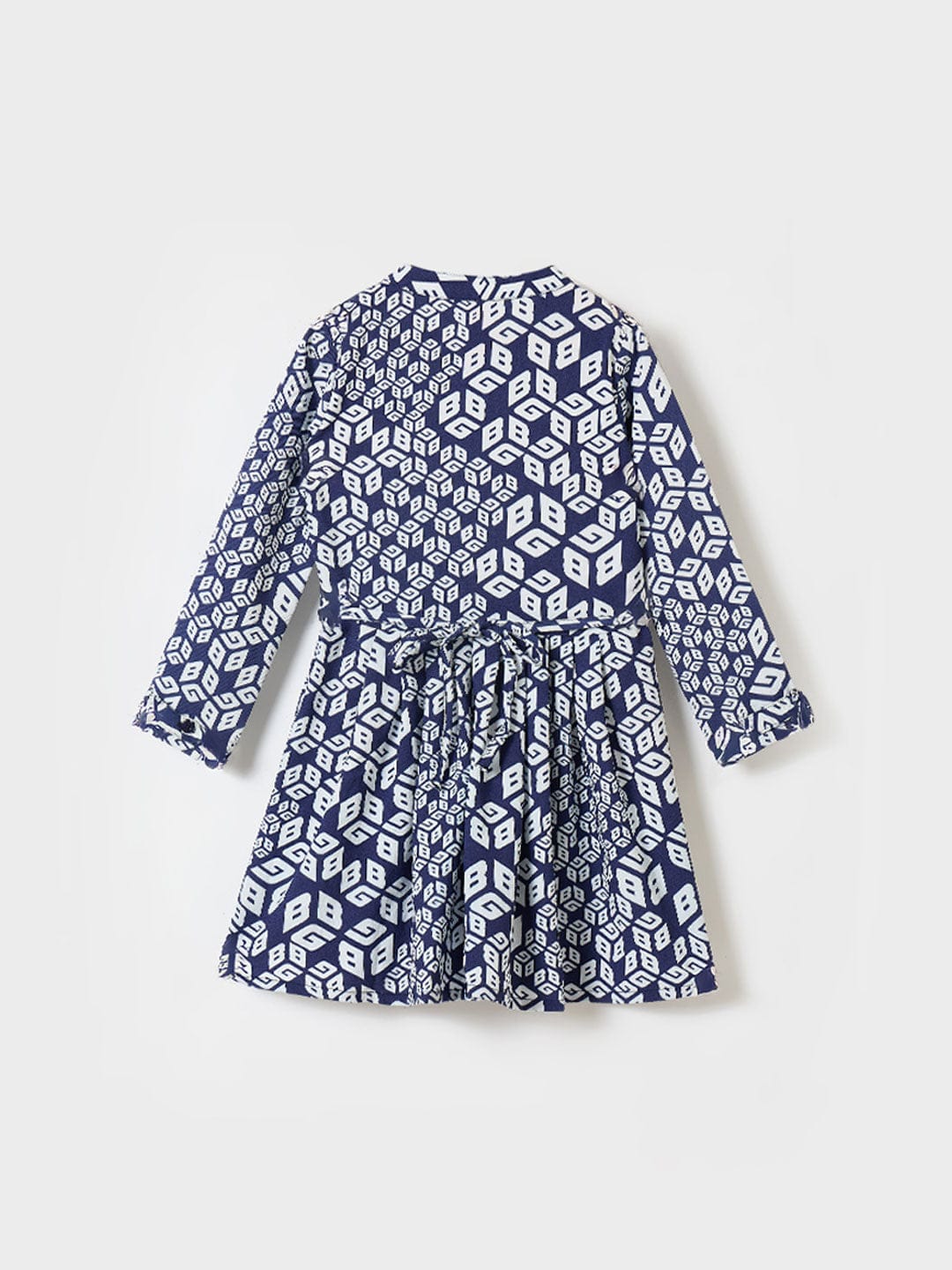 Blue Giraffe Girls Multi Printed Band Collar Dress