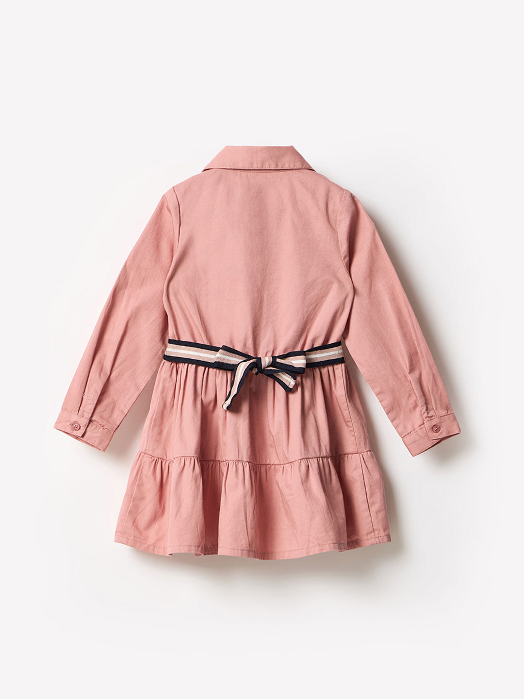 Blue Giraffe Girls Pink Solid Collar Dress