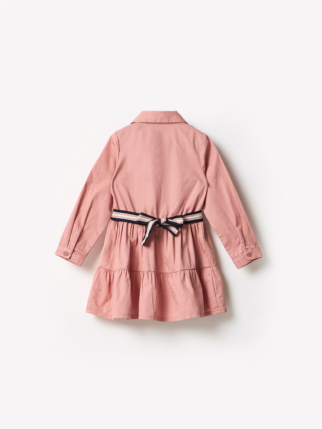 Blue Giraffe Girls Pink Solid Collar Dress